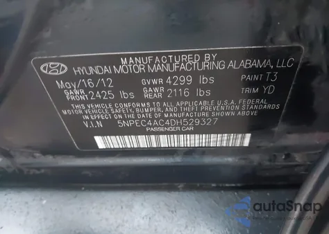 2013 Hyundai Sonata Limited z USA, uszkodzony, nr VIN 5NPEC4AC4DH529327